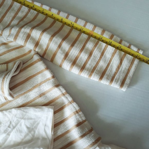 LOGO Lori Goldstein Textured Stripes Tiered Tunic Sz XS Yellow Cream Boho Preppy - Picture 7 of 8